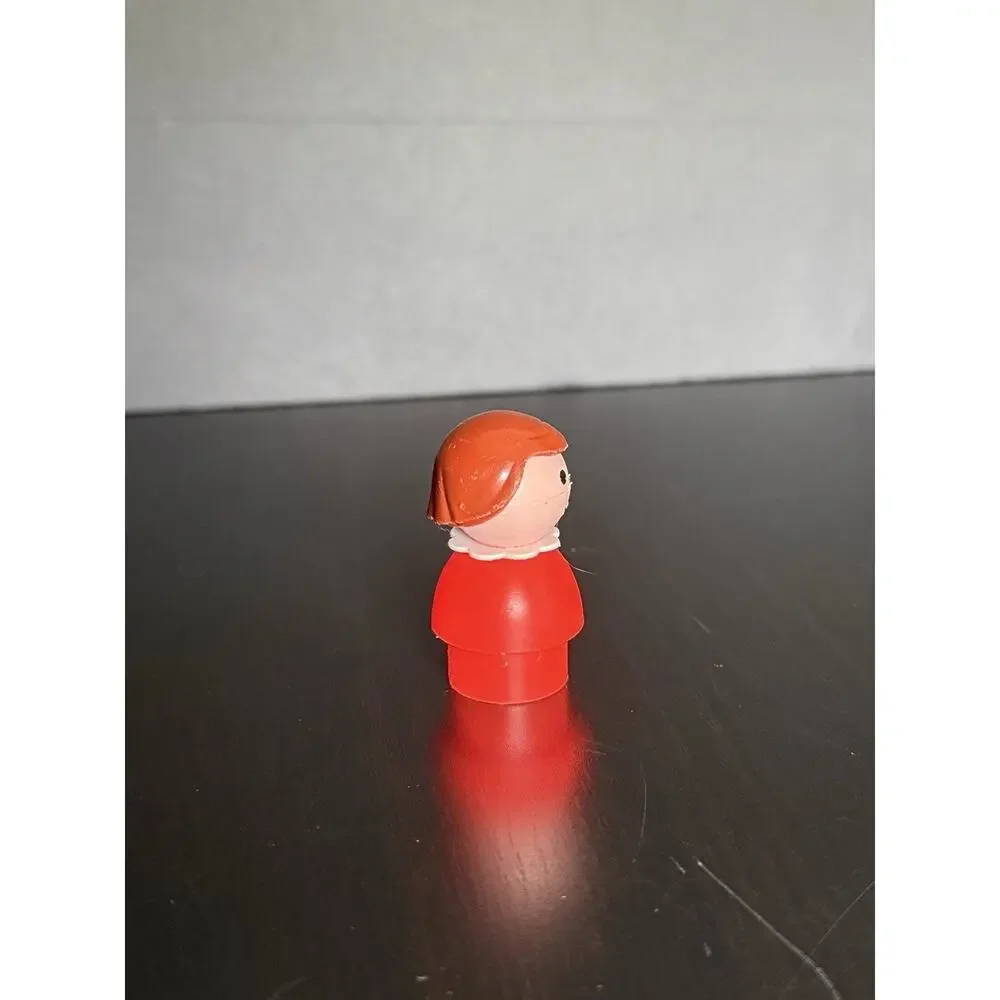Vintage Fisher Price Little People Plastic Girl Red Body & Brown Hair